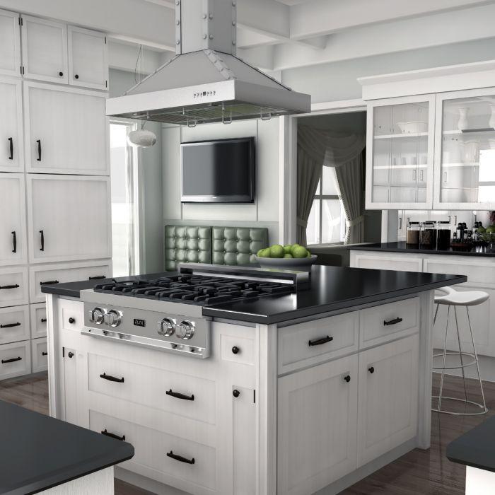 ZLINE 4-Piece Appliance Package - 30 In. Rangetop, Range Hood, Refrigerator, and Double Wall Oven in Stainless Steel - 4KPR-RTRH30-AWS