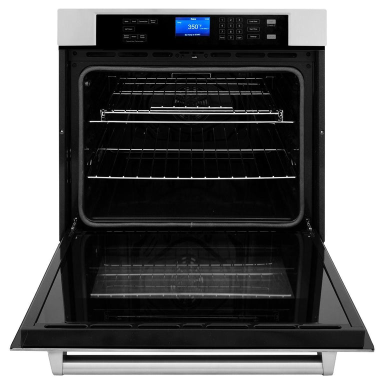 ZLINE 4-Piece Appliance Package - 30 In. Rangetop, Range Hood, Refrigerator, and Double Wall Oven in Stainless Steel - 4KPR-RTRH30-AWS