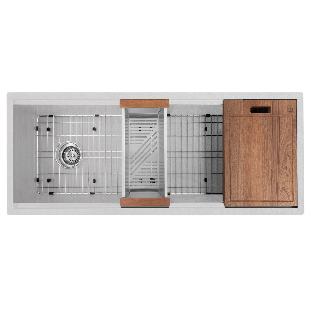 ZLINE 43" Garmisch Undermount Single Bowl Kitchen Sink with Bottom Grid and Accessories