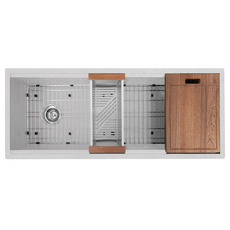 ZLINE 45" Garmisch Undermount Single Bowl Kitchen Sink with Bottom Grid and Accessories 