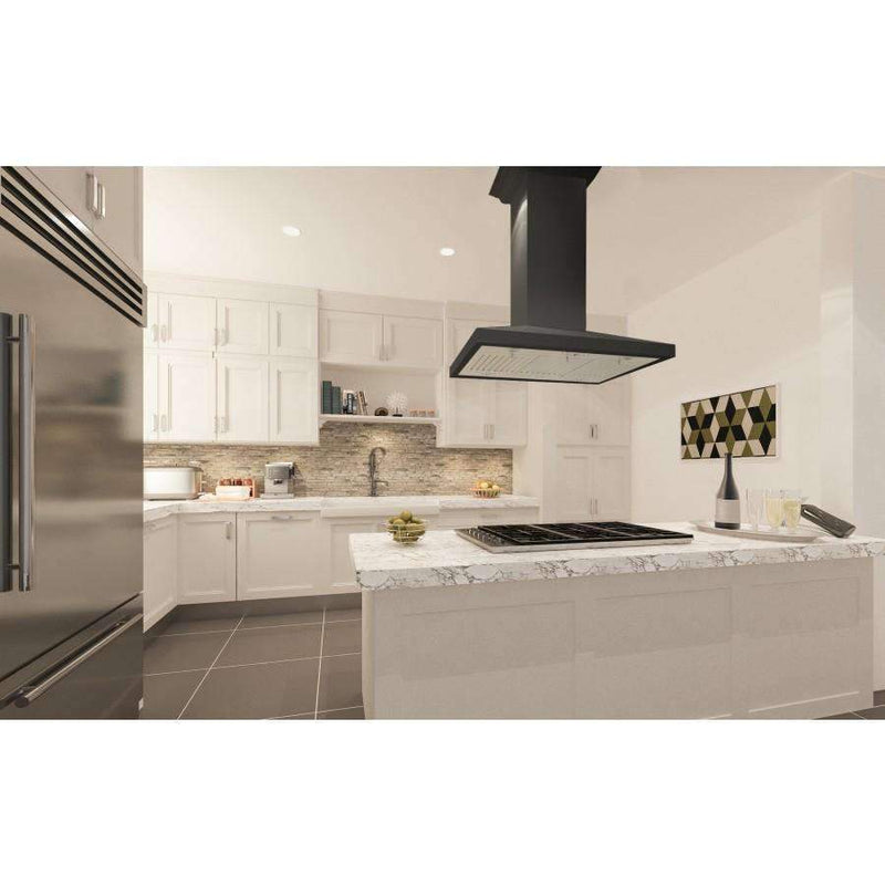 ZLINE 48-Inch Designer Wooden Island Range Hood with Crown Molding (KBiCC-48)