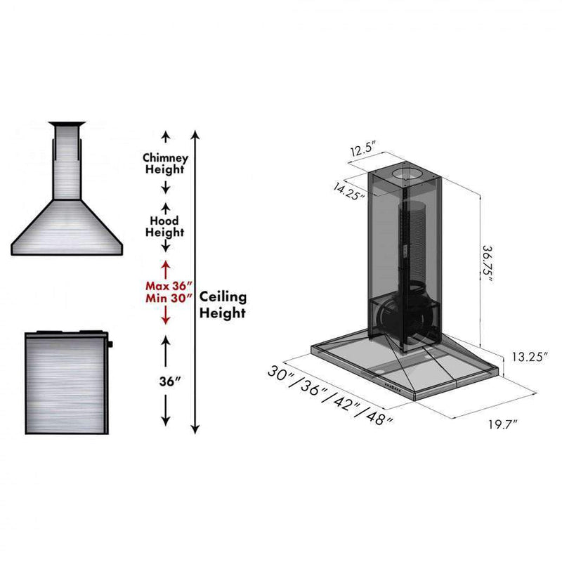 ZLINE 48-Inch Designer Wooden Island Range Hood with Crown Molding (KBiCC-48)