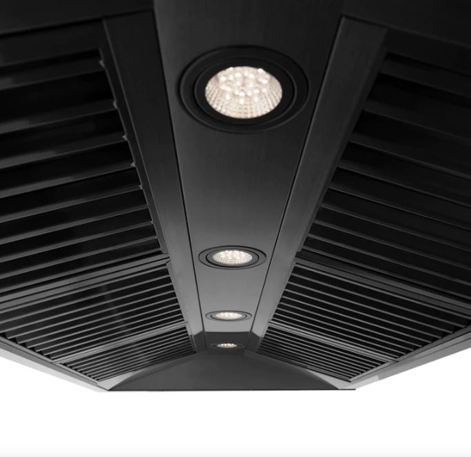 ZLINE 48 in. Autograph Edition Black Stainless Steel Range Hood with Champagne Bronze Handle, BS655Z-48-CB