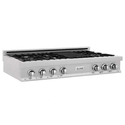 ZLINE 48" Porcelain Rangetop in DuraSnow Stainless Steel with 7 Gas Burners - RTS-48