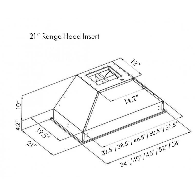 ZLINE 52-Inch Range Hood Insert in Stainless Steel - 21-Inch Depth (721-52)
