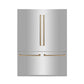 ZLINE 60" Autograph Edition 32.2 cu. ft. Built-in 4-Door French Door Refrigerator with Internal Water and Ice Dispenser in Stainless Steel with Accents RBIVZ-304-60