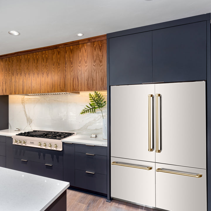 ZLINE 60" Autograph Edition 32.2 cu. ft. Built-in 4-Door French Door Refrigerator with Internal Water and Ice Dispenser in Stainless Steel with Accents RBIVZ-304-60