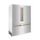 ZLINE 60" Autograph Edition 32.2 cu. ft. Built-in 4-Door French Door Refrigerator with Internal Water and Ice Dispenser in Stainless Steel with Accents RBIVZ-304-60