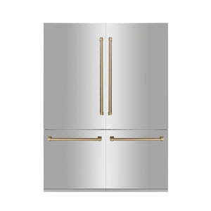 ZLINE 60" Autograph Edition 32.2 cu. ft. Built-in 4-Door French Door Refrigerator with Internal Water and Ice Dispenser in Stainless Steel with Accents RBIVZ-304-60