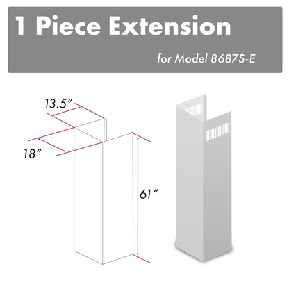 ZLINE 61 in. DuraSnow Stainless Steel Chimney Extension for Ceilings up to 12.5 ft. - 8687S-E