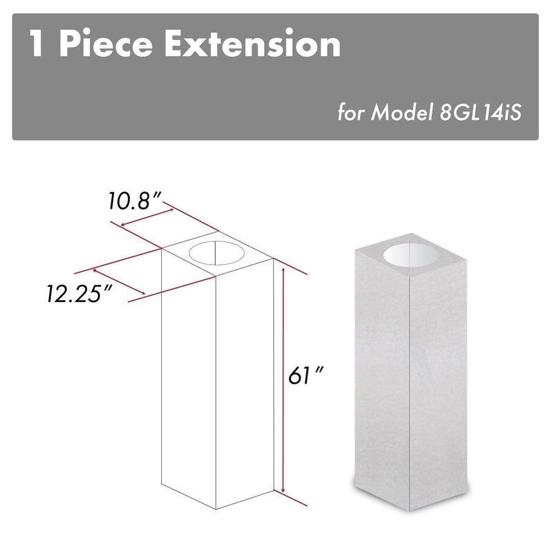 ZLINE 61 in. DuraSnow Stainless Steel Chimney Extension for Ceilings up to 12.5 ft. - 8GL14iS-E