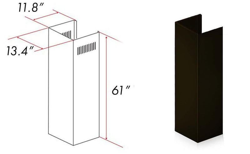 ZLINE 61 in. Extended Chimney and Crown - 8667B-E