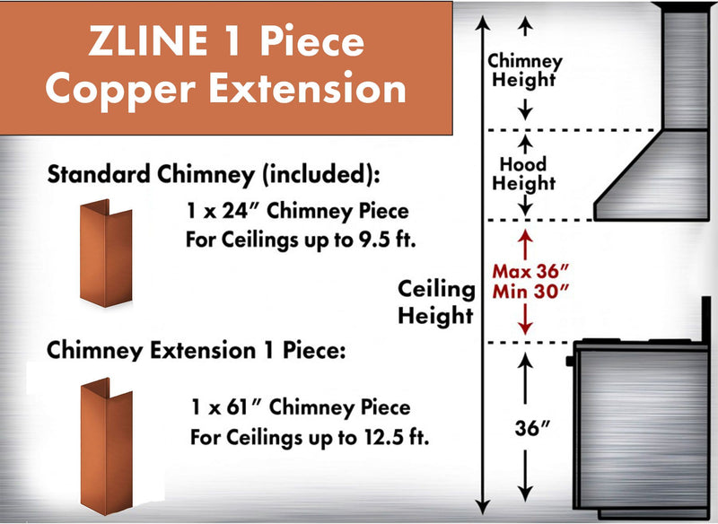 ZLINE 61 in. Extended Chimney and Crown - 8KBC-E