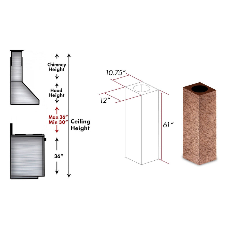 ZLINE 61 in. Snow Finished Stainless Steel Chimney Extension for Ceilings up to 12.5 ft. - 8GL2iH-E