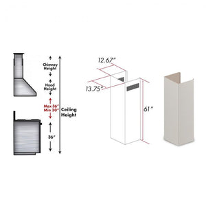 ZLINE 61 in. Wooden Chimney Extension for Ceilings up to 12.5 ft - 321TT-E