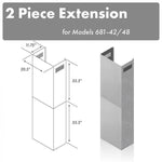 ZLINE 71 in. Stainless Steel Extended Chimney - 2PCEXT-681-42/48