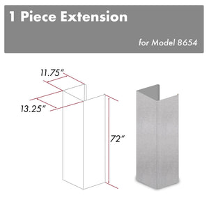 ZLINE 72 in. DuraSnow Stainless Steel Extended Chimney and Crown - 8654-E