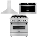 ZLINE Appliance Package - 30 in. Dual Fuel Range, 30 in. Range Hood, Microwave Drawer