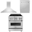 ZLINE Appliance Package - 30 in. Dual Fuel Range, Range Hood, 3 Rack Dishwasher 