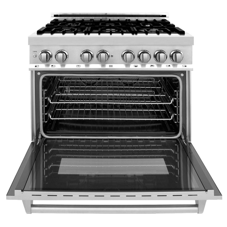 ZLINE Appliance Package - 36 in. Dual Fuel Range, Range Hood, 3 Rack Dishwasher - 3KP-RARH36-DWV