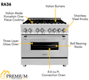 ZLINE Appliance Package - 36 in. Dual Fuel Range, Range Hood, Microwave Drawer, 3 Rack Dishwasher - 4KP-RARH36-MWDWV