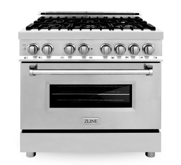 ZLINE Appliance Package - 36 In. Dual Fuel Range, Range Hood, Microwave Oven in Stainless Steel - 3KP-RARHMWO-36