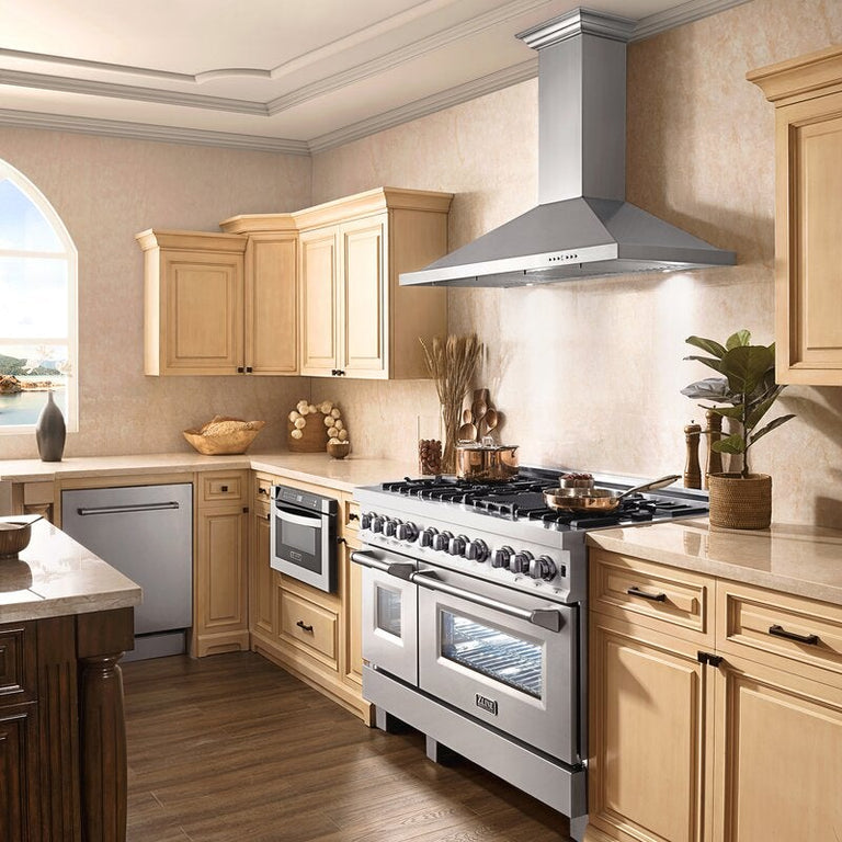 ZLINE Appliance Package - 48 in. Dual Fuel Range, Range Hood, 3 Rack Dishwasher, Refrigerator - 4KPR-RARH48-DWV