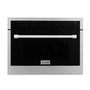 ZLINE Appliance Package - 48" Kitchen Package with Stainless Steel Dual Fuel Range, Convertible Vent Range Hood and 24" Microwave Oven - 3KP-RARHMWO-48