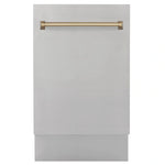 ZLINE Autograph Edition 18 in. Dishwasher in Stainless Steel with Champagne Bronze Handle