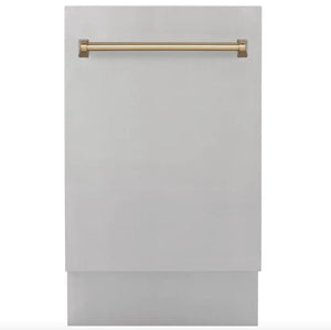 ZLINE Autograph Edition 18 in. Dishwasher in Stainless Steel with Champagne Bronze Handle