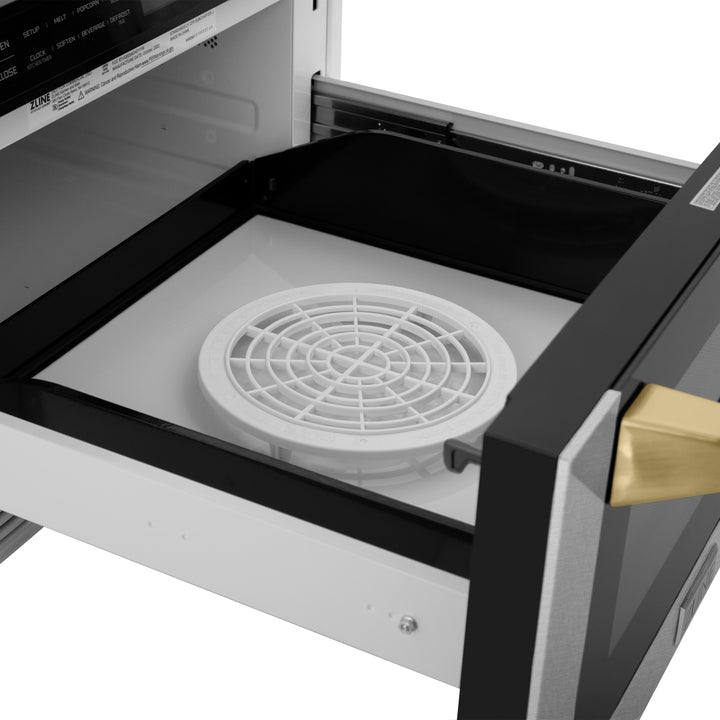 ZLINE Autograph Edition 24" 1.2 cu. ft. Built-in Microwave Drawer with a Traditional Handle in Fingerprint Resistant Stainless Steel MWDZ-1-SS-H