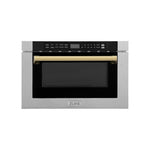 ZLINE Autograph Edition 24" 1.2 cu. ft. Built-in Microwave Drawer with a Traditional Handle in Fingerprint Resistant Stainless Steel MWDZ-1-SS-H