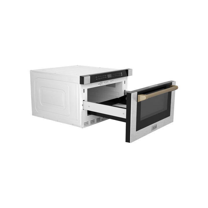 ZLINE Autograph Edition 24" 1.2 cu. ft. Built-in Microwave Drawer with a Traditional Handle in Fingerprint Resistant Stainless Steel MWDZ-1-SS-H