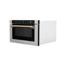 ZLINE Autograph Edition 24" 1.2 cu. ft. Built-in Microwave Drawer with a Traditional Handle in Fingerprint Resistant Stainless Steel MWDZ-1-SS-H