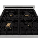 ZLINE Autograph Edition 24" 2.8 cu. ft. Dual Fuel Range with Gas Stove and Electric Oven in DuraSnow Stainless Steel with Accents