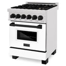 ZLINE Autograph Edition 24" 2.8 cu. ft. Dual Fuel Range with Gas Stove and Electric Oven in DuraSnow Stainless Steel with White Matte Door and Accents