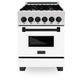 ZLINE Autograph Edition 24" 2.8 cu. ft. Dual Fuel Range with Gas Stove and Electric Oven in DuraSnow Stainless Steel with White Matte Door and Accents