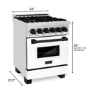 ZLINE Autograph Edition 24" 2.8 cu. ft. Dual Fuel Range with Gas Stove and Electric Oven in Stainless Steel with White Matte Door and Accents
