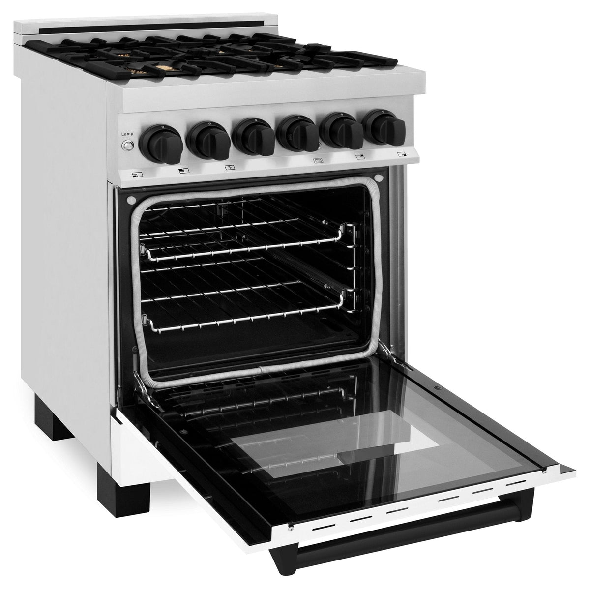 ZLINE Autograph Edition 24" 2.8 cu. ft. Dual Fuel Range with Gas Stove and Electric Oven in Stainless Steel with White Matte Door and Accents