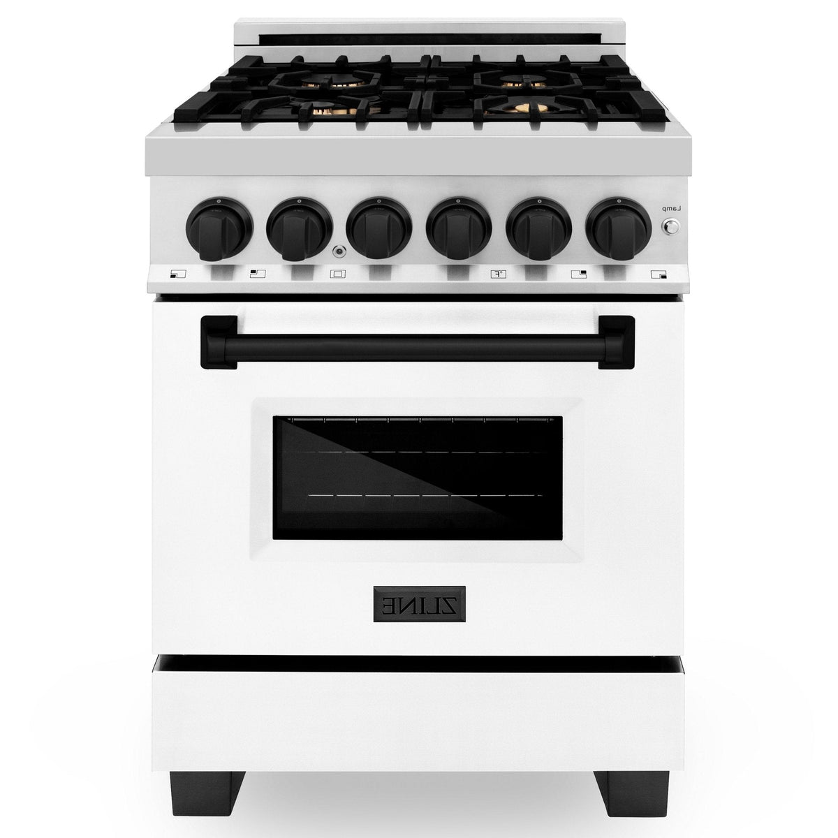 ZLINE Autograph Edition 24" 2.8 cu. ft. Dual Fuel Range with Gas Stove and Electric Oven in Stainless Steel with White Matte Door and Accents