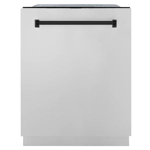 ZLINE Autograph Edition 24" 3rd Rack Top Control Tall Tub Dishwasher in DuraSnow Stainless Steel with Accent Handle, 45dBa