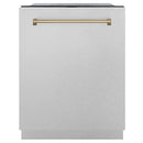 ZLINE Autograph Edition 24" 3rd Rack Top Control Tall Tub Dishwasher in DuraSnow Stainless Steel with Accent Handle, 45dBa