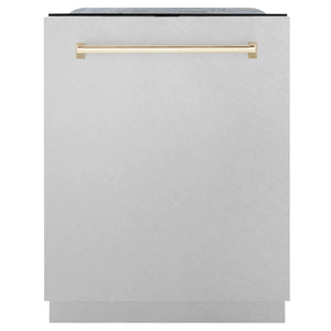 ZLINE Autograph Edition 24" 3rd Rack Top Touch Control Tall Tub Dishwasher in Stainless Steel with Accent Handle, 45dBa