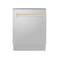 ZLINE Autograph Edition 24" 3rd Rack Top Control Tall Tub Dishwasher in Stainless Steel with Accent Handle, 51dBa