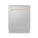 ZLINE Autograph Edition 24" 3rd Rack Top Control Tall Tub Dishwasher in Stainless Steel with Accent Handle, 51dBa