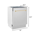 ZLINE Autograph Edition 24" 3rd Rack Top Control Tall Tub Dishwasher in Stainless Steel with Accent Handle, 51dBa