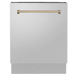 ZLINE Autograph Edition 24" 3rd Rack Top Control Tall Tub Dishwasher in Stainless Steel with Accent Handle, 51dBa