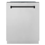 ZLINE Autograph Edition 24" 3rd Rack Top Touch Control Tall Tub Dishwasher in Stainless Steel with Accent Handle, 45dBa 