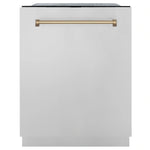 ZLINE Autograph Edition 24" 3rd Rack Top Touch Control Tall Tub Dishwasher in Stainless Steel with Accent Handle, 45dBa 