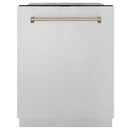 ZLINE Autograph Edition 24" 3rd Rack Top Touch Control Tall Tub Dishwasher in Stainless Steel with Accent Handle, 45dBa 